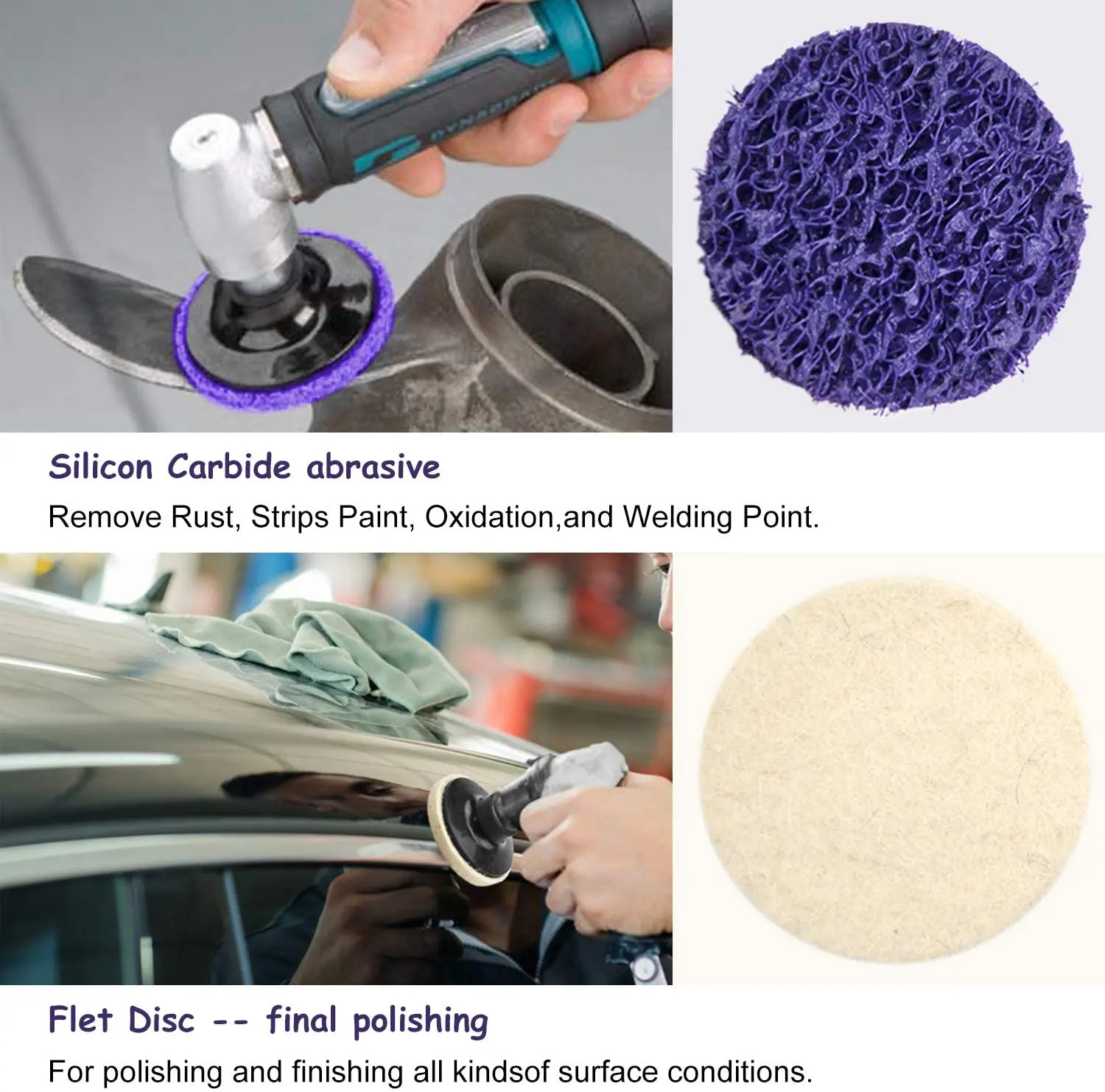 2Inch Quick Change Disc Assorted Roll Lock Sanding Discs 28PCS Set Surface Conditioning Disc Polish Disc with 1/4" Holder