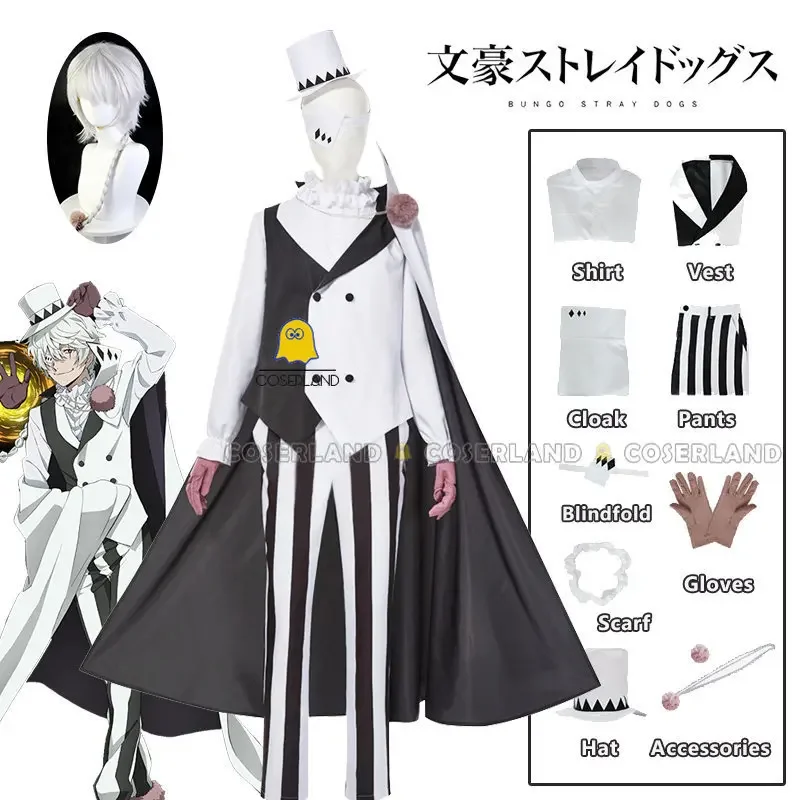 Nikolai Gogol Cosplay Costume Wig Hat Overcoat Cloak Uniform Anime Season 4 The Decay of The Angel Men Outfit