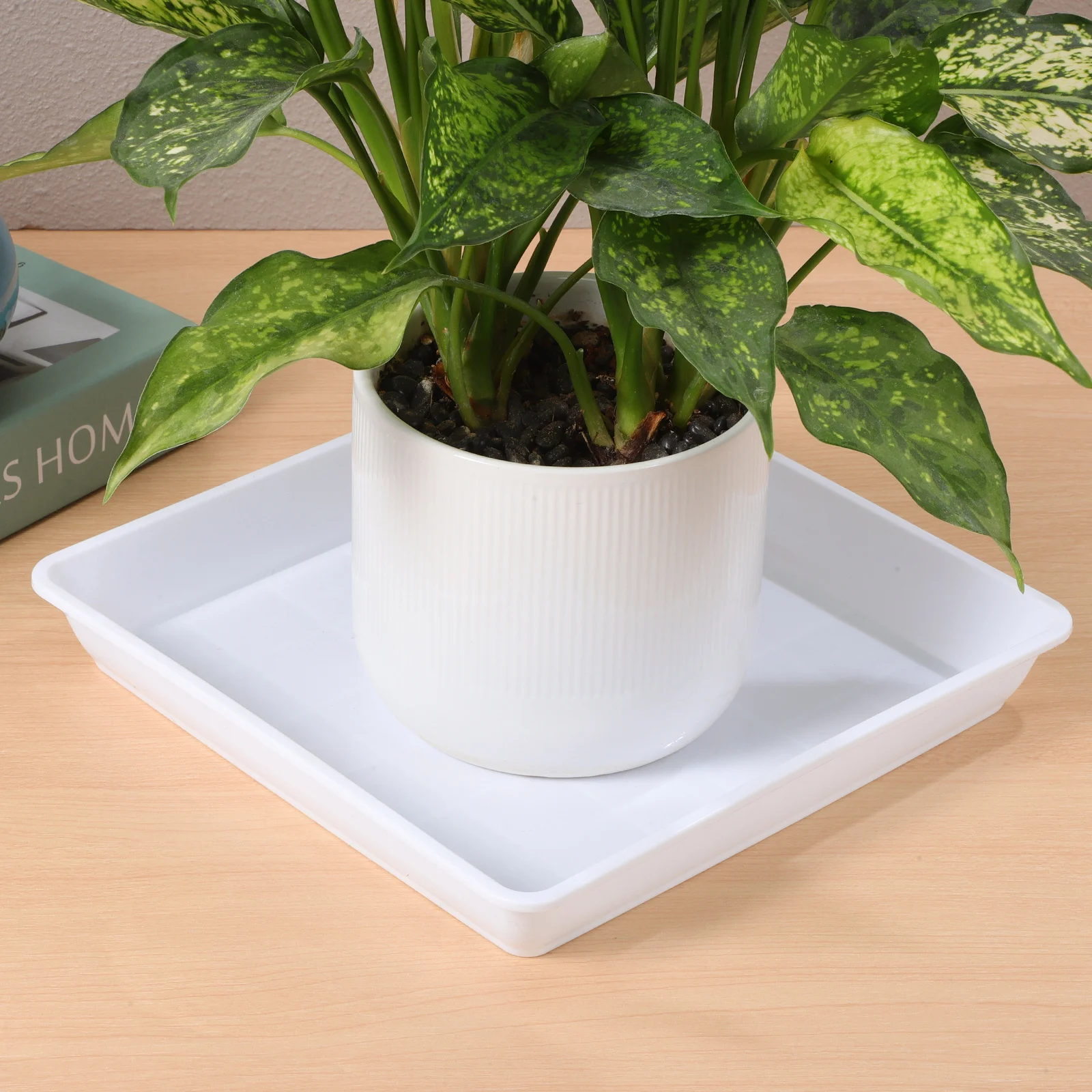 2 Pcs Red Fire Extinguisher Flower Pot Tray Drain Trays for Plants Square Water Collector White Drainage Indoor Saucers