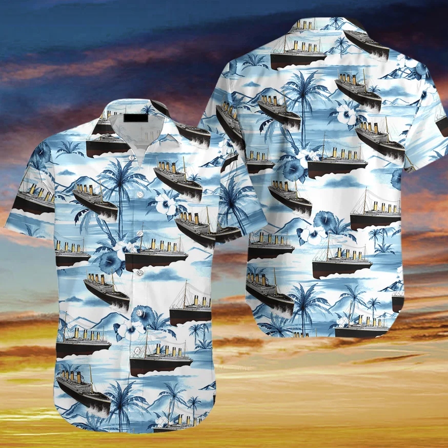 New Hawaiian Shirt for Men Cruise Printed Party Wear Short Sleeve Tops Vintage Plus Size Summer Shirts