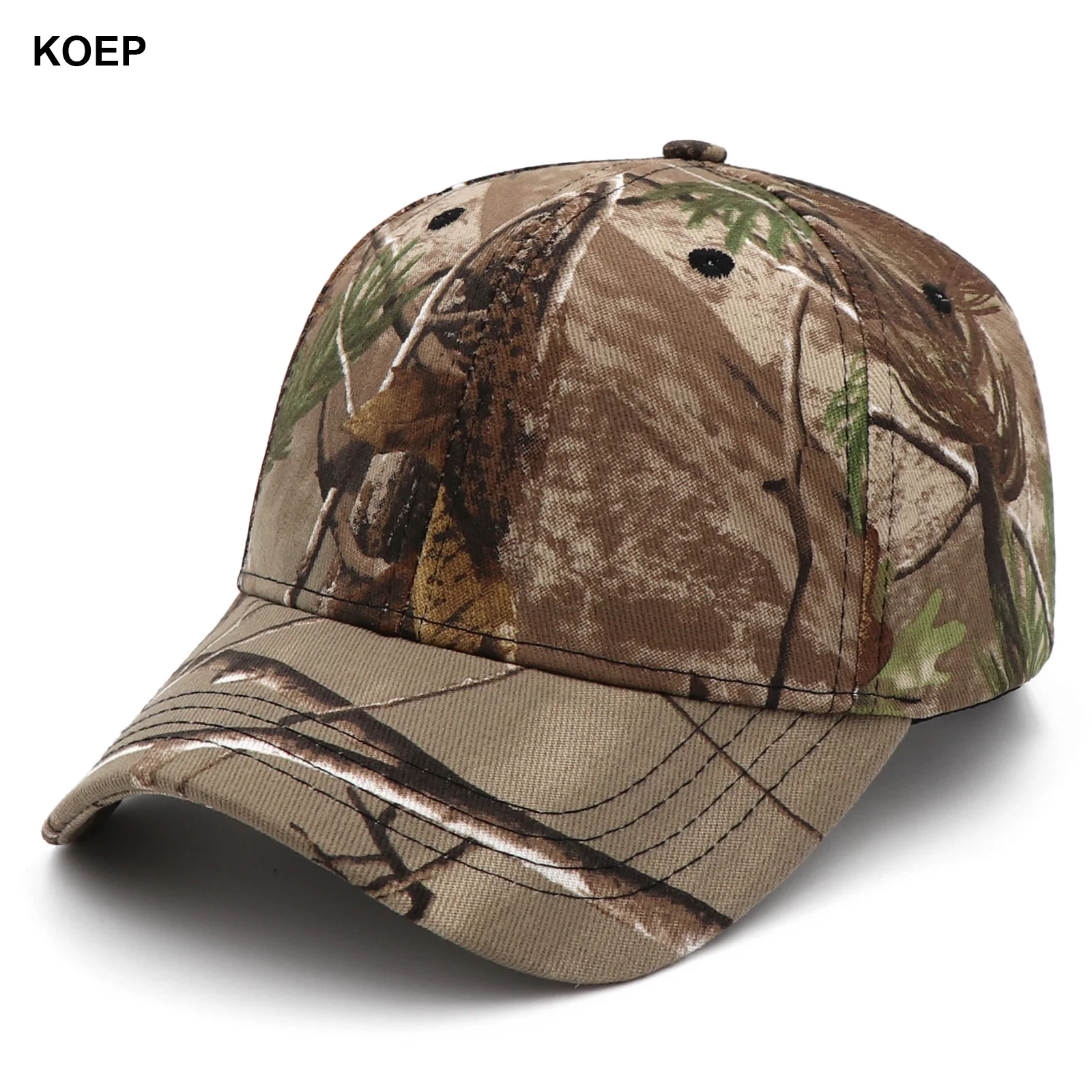 KOEP Green Tree Camo Adjustable Baseball Cap Outdoor Fishing Caps Biomimetic Camouflage Hat Designed Specifically For Hunting