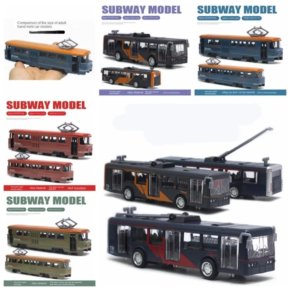 Simulation Rail Tram Light Rail Tram Model 1:50 Retro Sound and Light Bus Alloy Five Color Rail Tram Train Model