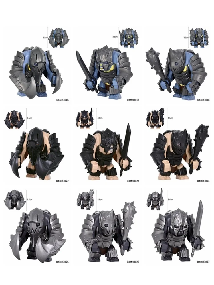 Lord of the Rings Big Armored Orc Troll Building Blocks Model, Medieval Warrior Assembled Bricks Toy