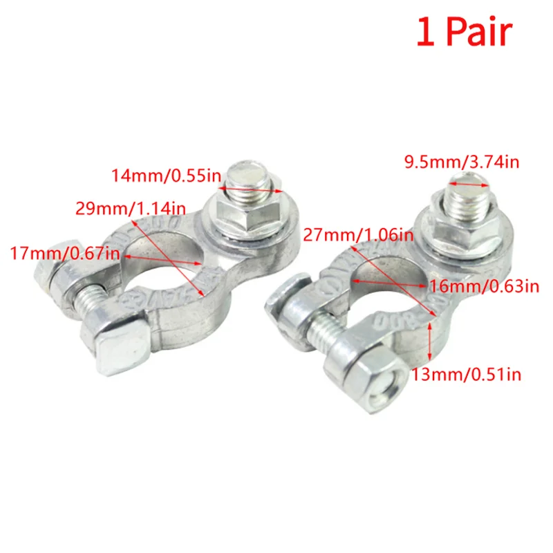 1 Pair Battery Terminal Clamp Zinc Alloy Positive & Negative Pole Auto Car Screw Connector Car Battery Terminal Clamp.