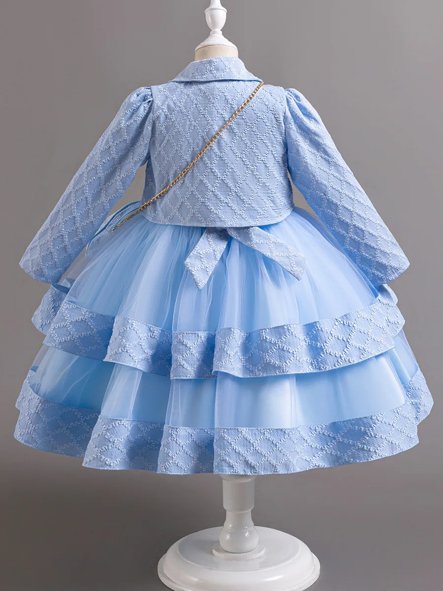 3 Stück Mädchen elegante Kleider Sommer Luxus Schleife Prinzessin Kleider für Mädchen 12 Jahre alte Kinder Taufe Hochzeitskleid Geburtstag Abend – Detail 3