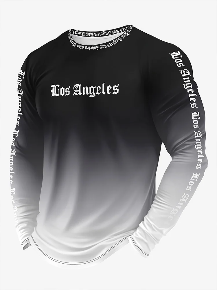 

3D Los Angeles Printed Men's Long-Sleeved T-Shirt Urban Street Fashion T-Shirt Daily Warm-Up Casual Shirt For Autumn And Winter