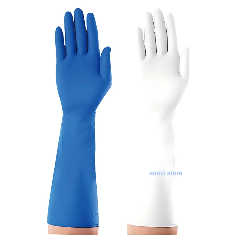 

40cm Lab gloves chemical nitrile gloves acid and alkali resistant rubber latex waterproof disposable Lengthening gloves 25Pcs