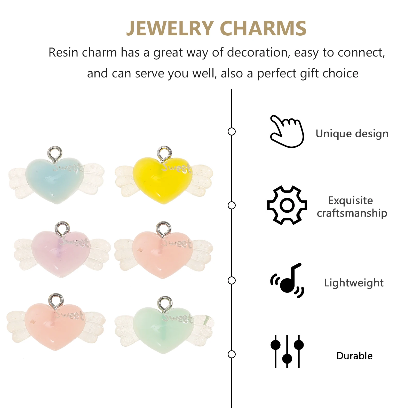 

18pcs Heart Pendant Resin Charms for Jewelry Making Cute Beads Decoration Bracelet Crafting Accessories DIY Gifts
