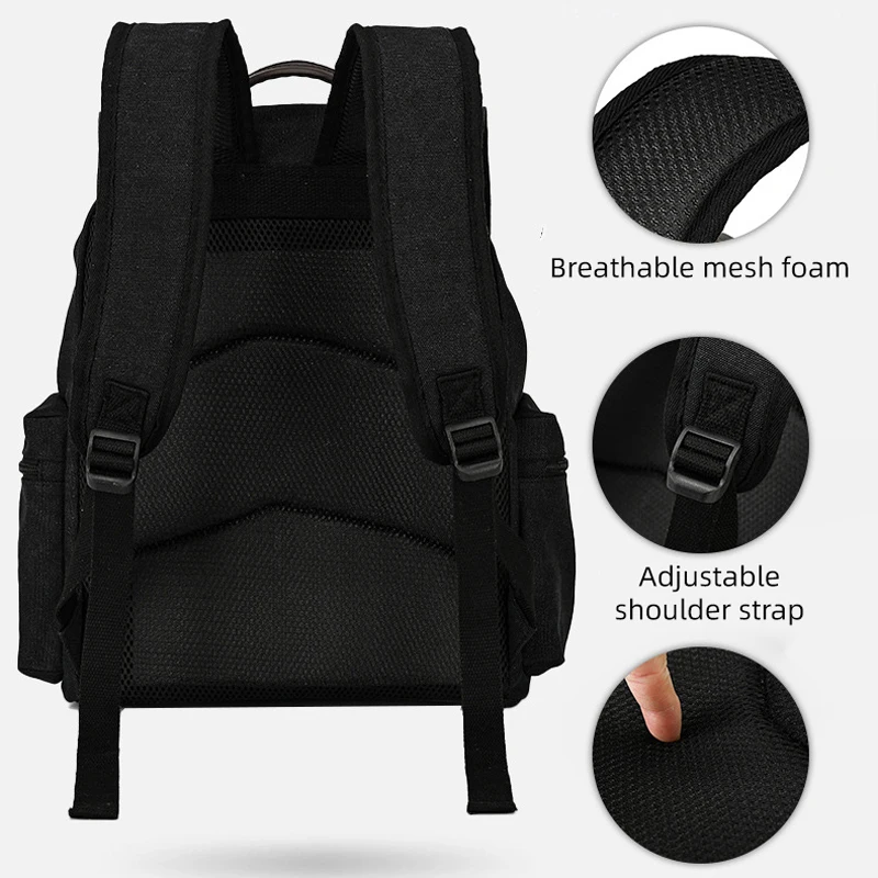 حقيبة ظهر ريترو للرجال مقاس 16 بوصة للكمبيوتر المحمول، حقيبة ظهر ذات سعة كبيرة للتنقل، حقيبة كتف مزدوجة، حقيبة مدرسية للمراهقين الجامعيين