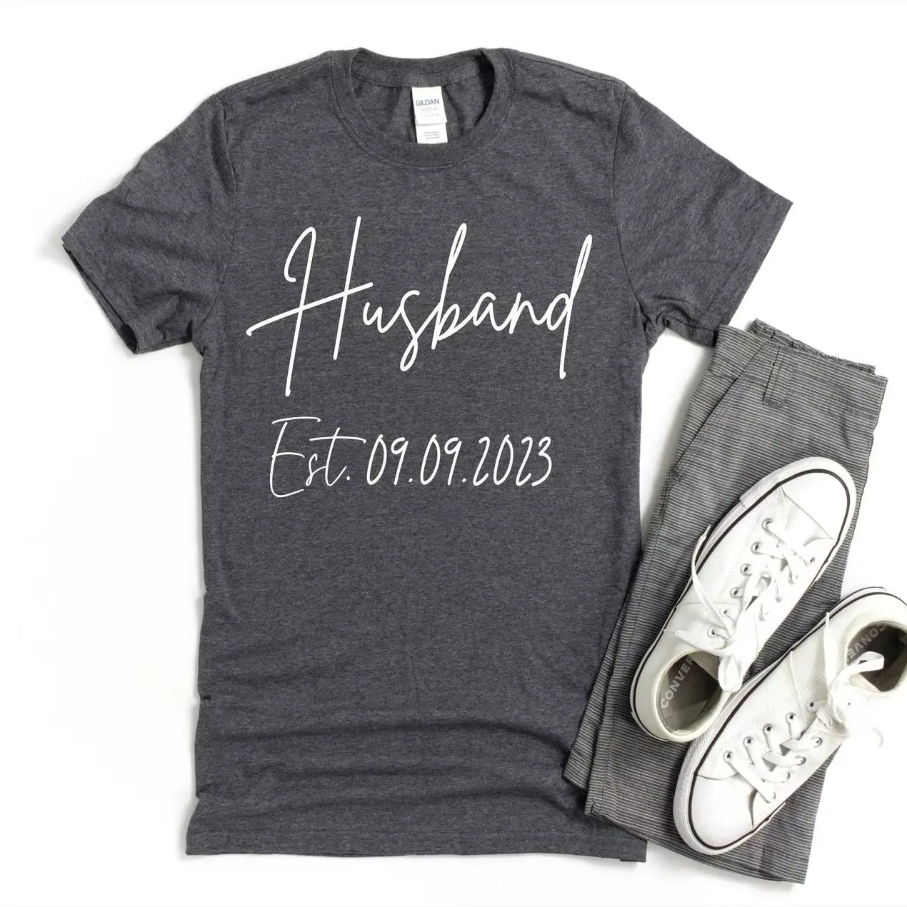 

Husband Wife Est Custom Shirt Wedding Date Tee Personalized Couple Shirt Anniversary Gift for Him Her Newlywed Matching Shirt