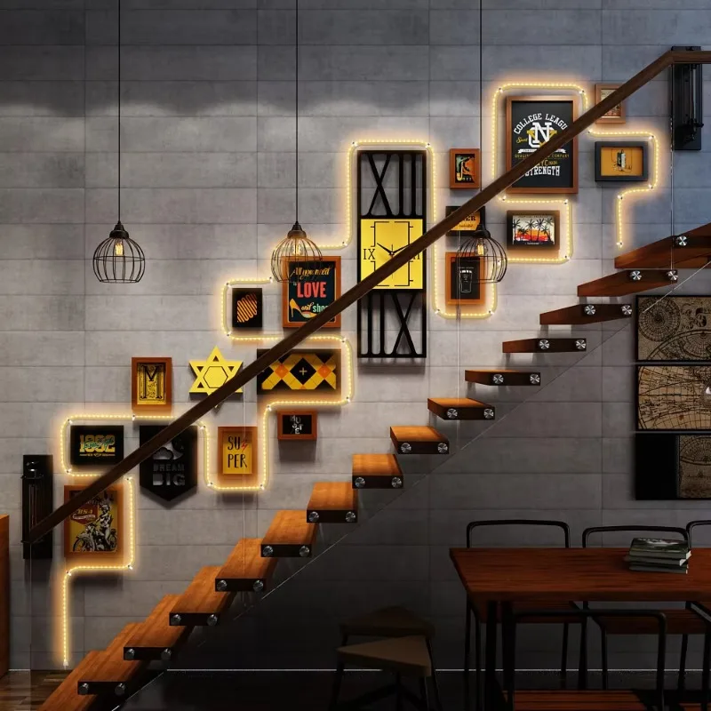 

Industrial Greek Clock Series LED Frame Set, No-Drill Installation, Illuminated Gallery Wall, Unique Decor for Living Rooms