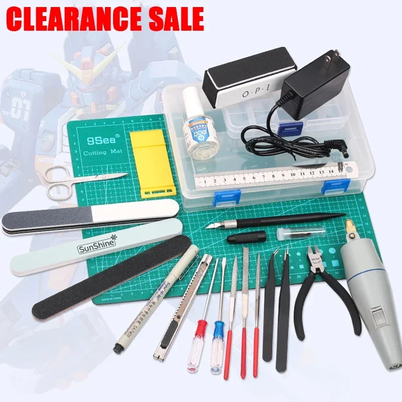 CLEARANCE SALE Model Craft Tools Set Art Knife/Tape/Storage Box/Plastic Nippers Pliers/Polishing File/Penknife/Scissors/Tweezers