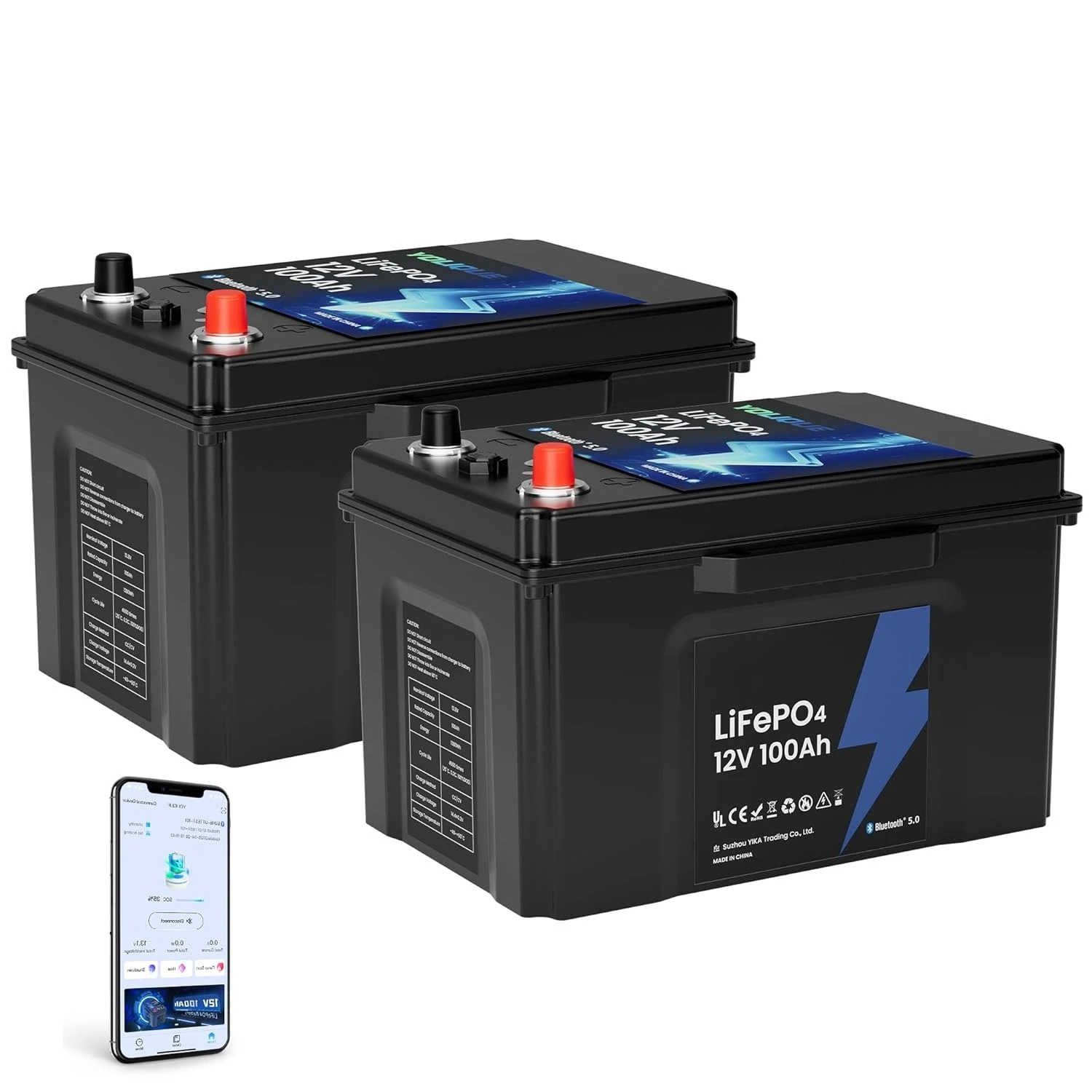 

12V 100Ah LiFePO4 Battery with Self-Heating & Low-Temp Protection, IP67 Waterproof | 6000+ Deep Cycles Marine, Customized