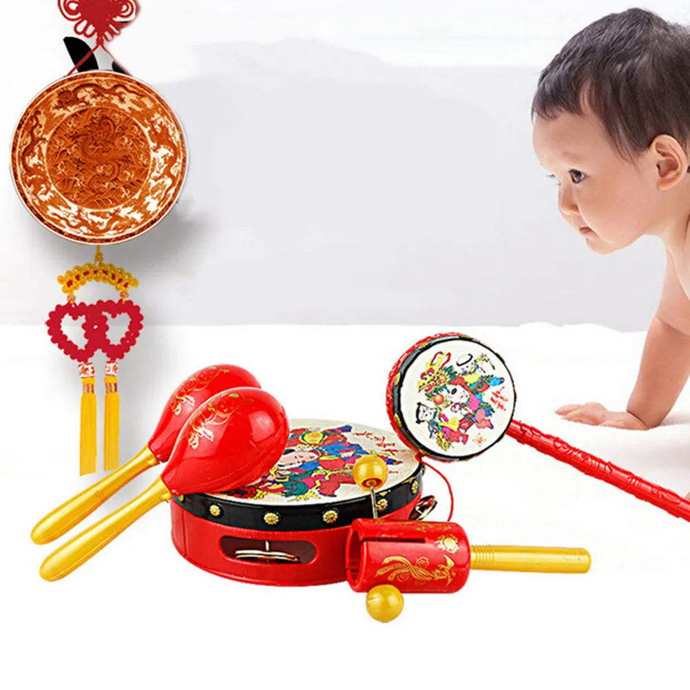 

5Pcs Infant Early Educational Rattle Drums Bright Colors Hand Shakers Baby Plaything Lightweight for Hand Eye Coordination