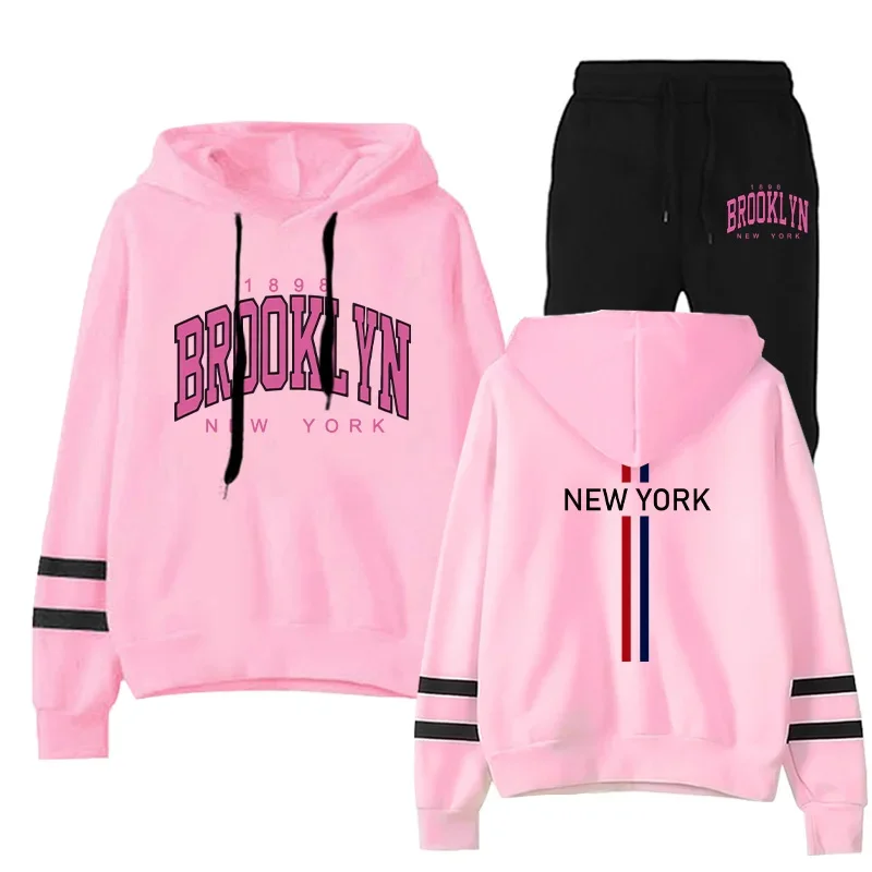 Vendita calda casual Comfort Outdoor Jogging Qualità Moda Quotidiana Tuta da donna Felpe con cappuccio Felpa e pantaloni a righe monopezzo