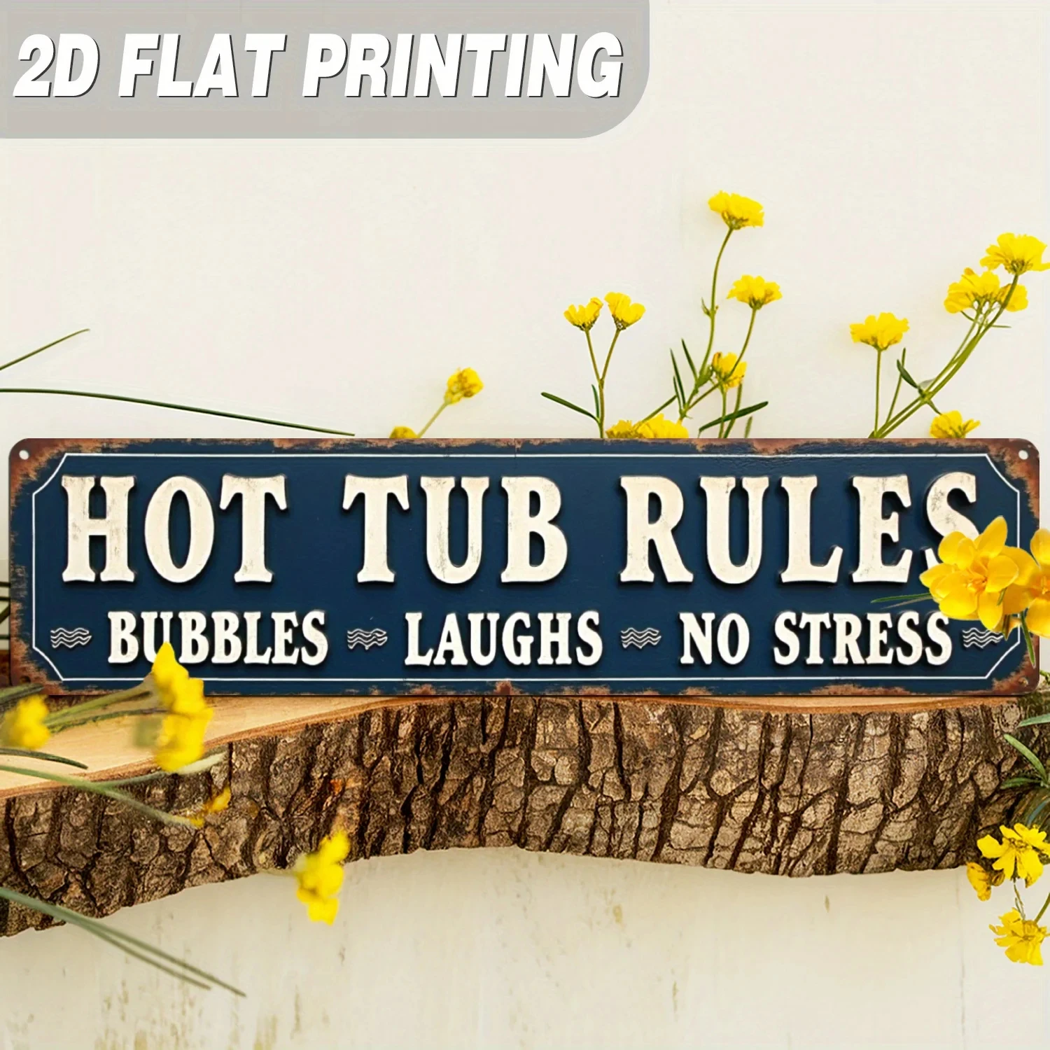 Country Bubble Bath Rules Metal Sign - Vintage Wall Decor, Designed with 