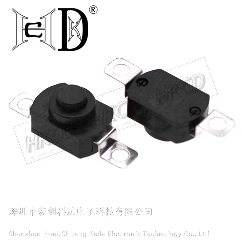 5pcs 1208-KD 2 Pin Horizontal Solder Lug Self-Locking Push Button Switch Latching On Off for Flashlight