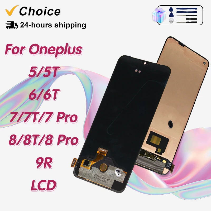 CHOICE AMOLED For Oneplus 5 5T Display 1+ 6 6T LCD Touch Screen Digitizer Replacement Parts For Oneplus 7 7T 8T 9R LCD Screen