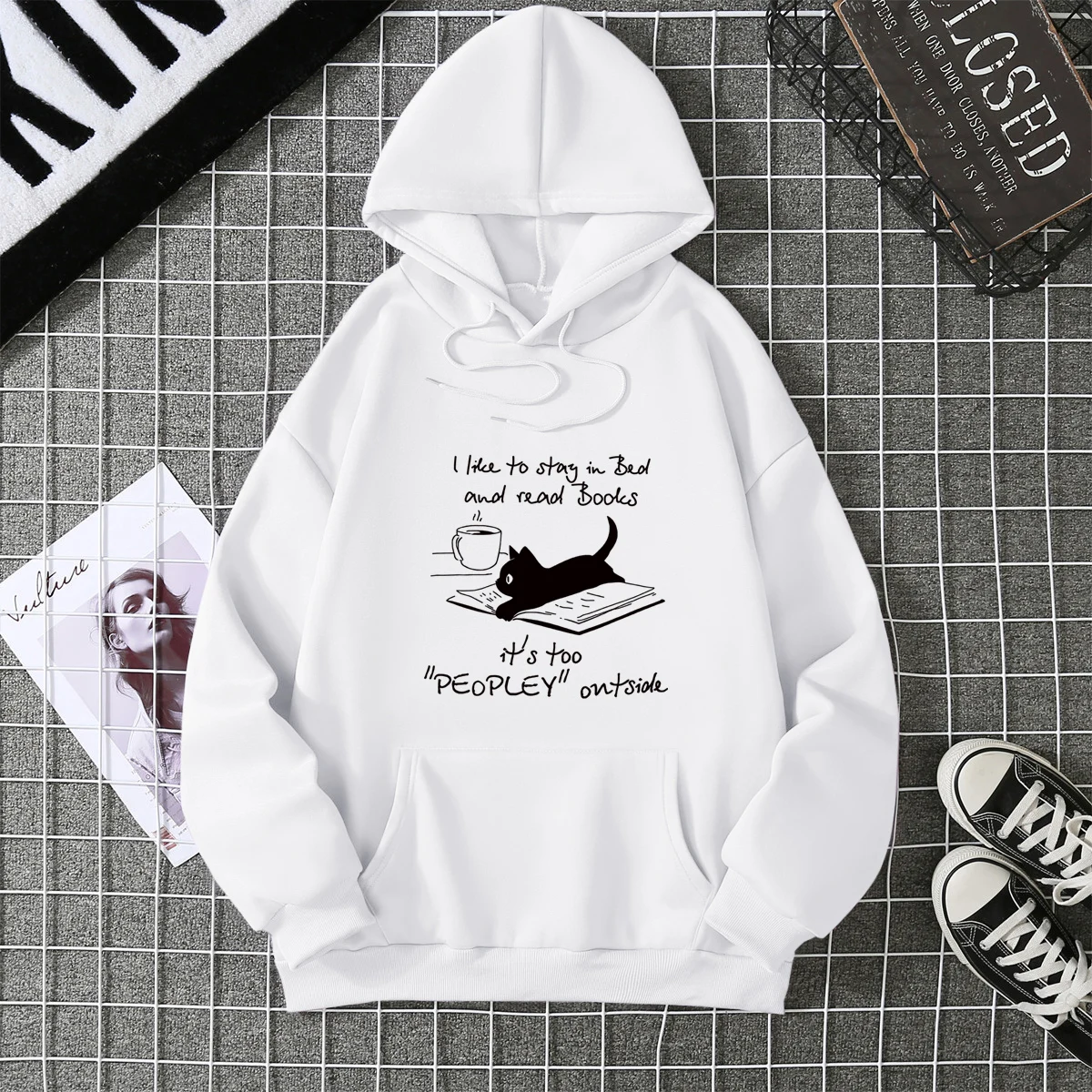 2025Winter Women's Hoodie Solid Color Print Unisex style Double Pockets Sweatshirts Outerwear Plus-Size Women's Clothing CYXX234