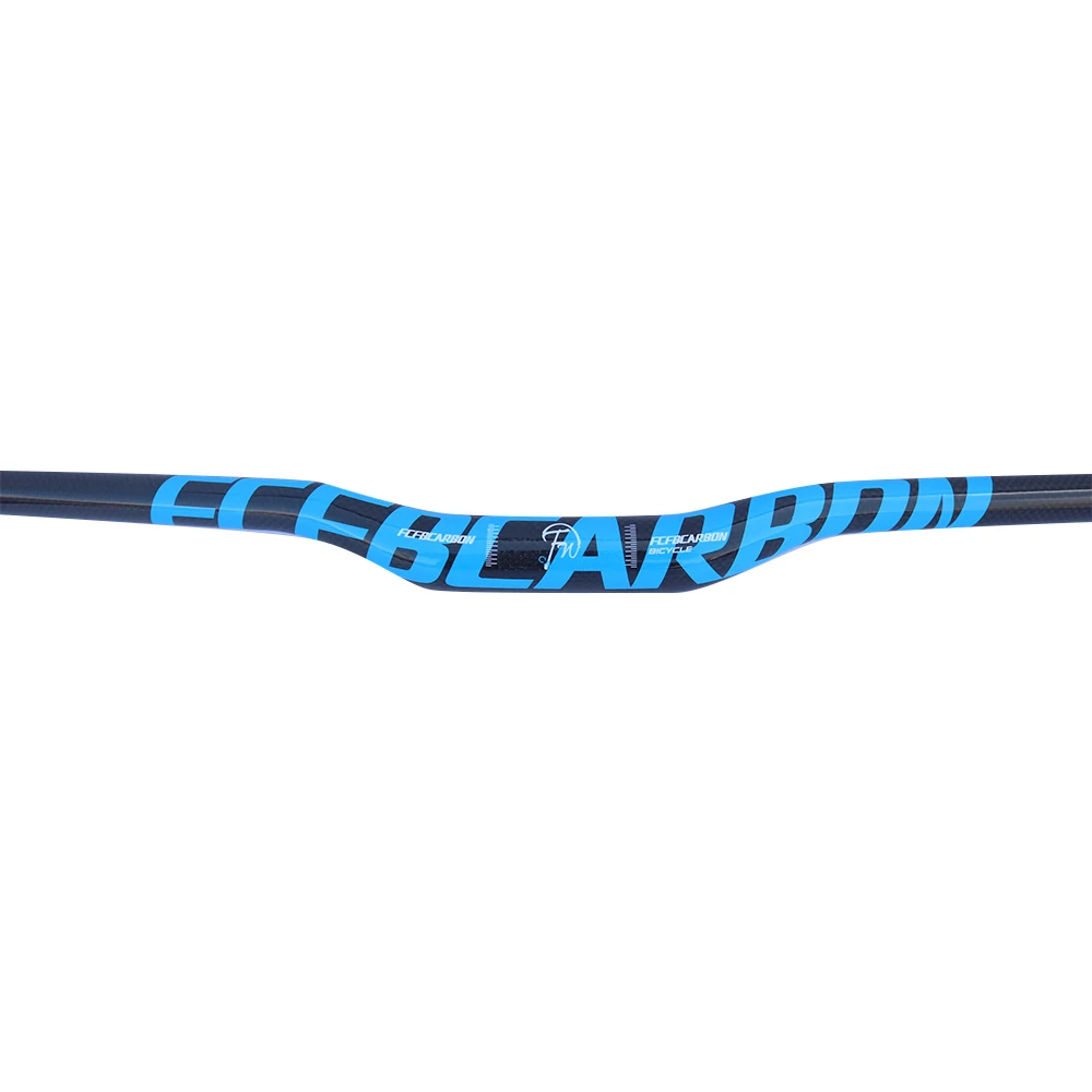 FCFB niebieska kierownica rowerowa MTB uchwyt rowerowy z włókna węglowego Riser prosta/płaska kierownica 25.4*380/400/420/440/460/480/500/520-700mm — zdjęcie 4