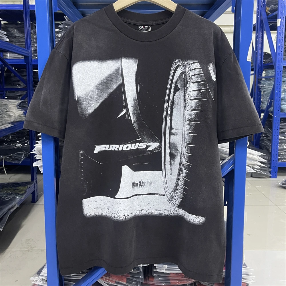 

Футболка Washed Saint 25SS для мужчин и женщин, высококачественная футболка с принтом автомобильного фильма, футболки