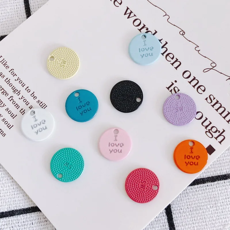 10pcs Macaron Color Pendant Charms Love Heart Round Alloy Pendants Diy Jewelry Making Supplies Handmade Necklace Earrings Making