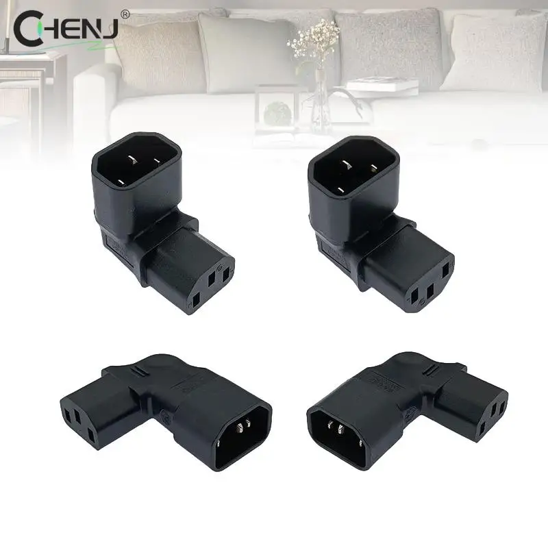 1pcs 10A 3Pin IEC Connector Down UP 90 Angled IEC 320 C14 Male To C13 Female Power Adapter AC Plug For LCD LED Wall Mount TV