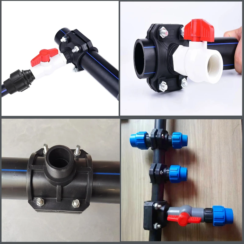 

75 мм зажимной седловидный соединитель, уменьшающий слив 25 мм, ремонт основной трубы из полиэтилена, фитинг для отвода, клапан 3/4 дюйма, садовый разъем для сельского хозяйства