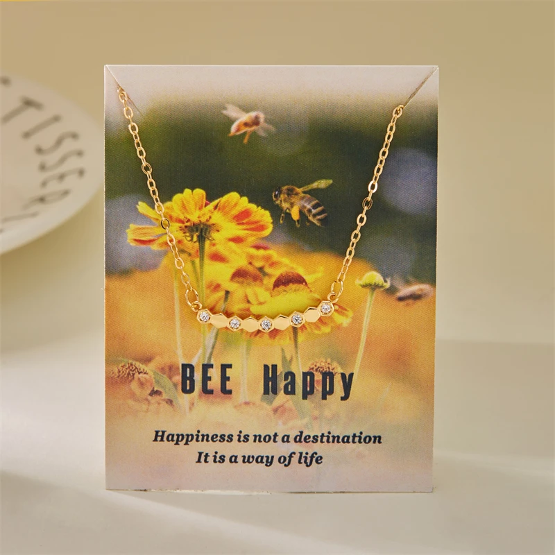 Simple Honeycomb Bee Pendant Necklace for Women Gifts Fashion Choker Clavicle Chain Zircon Wedding Party Jewelry Insect Collar