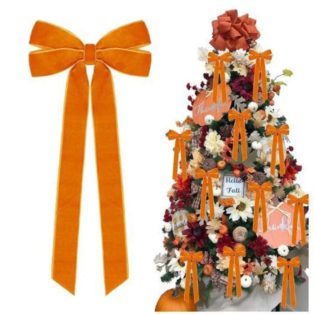 22/45cm Christmas Bow Decorations Velvet Ribbons Christmas Wreaths Gift Ties DIY Home Holiday Decorations Pendants Party Supplie