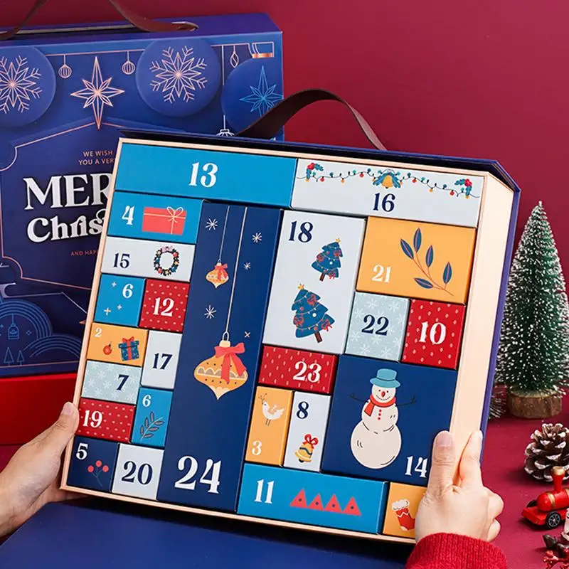 24 Grids Empty Advents Calendar Box 2024 Countdown Fillable Surprises Box for Kids Family Christmas Storage Boxes