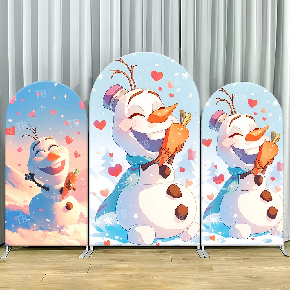 

TB Disney Theme Snowman Olaf Arch Backdrop Covers for Kids Birthday Party Decoration Photograph Background Wall Baby Shower Prop