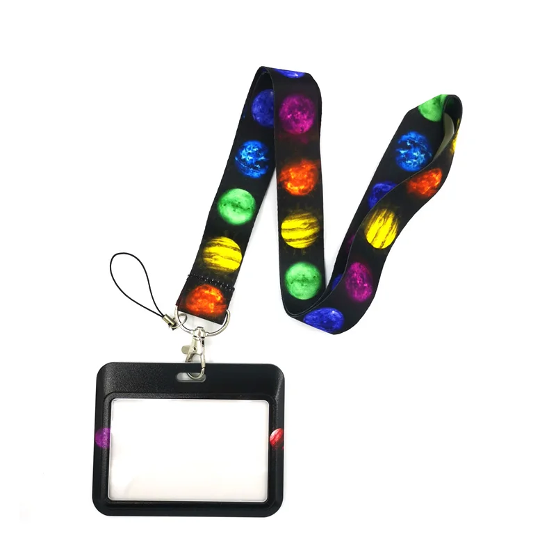 Colorful Moon Space Neck Strap Lanyards ID badge card holder keychain Mobile Phone Strap Gift Ribbon webbing necklace Gifts