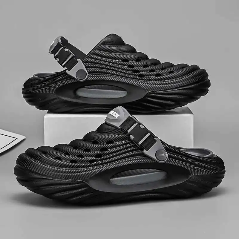 

Men's Garden Shoes man slippers beach flip flops perforated shoes for summer wear, anti slip sports toe caps, slippers