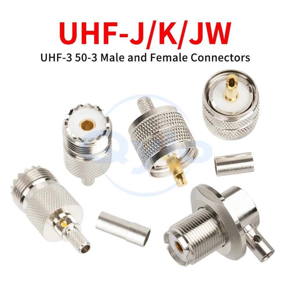 UHF male connector Two-way radio vehicle mount connector, M female 50-3/RG142 SL16 feedline crimp M connector, coarse pin (1pcs)