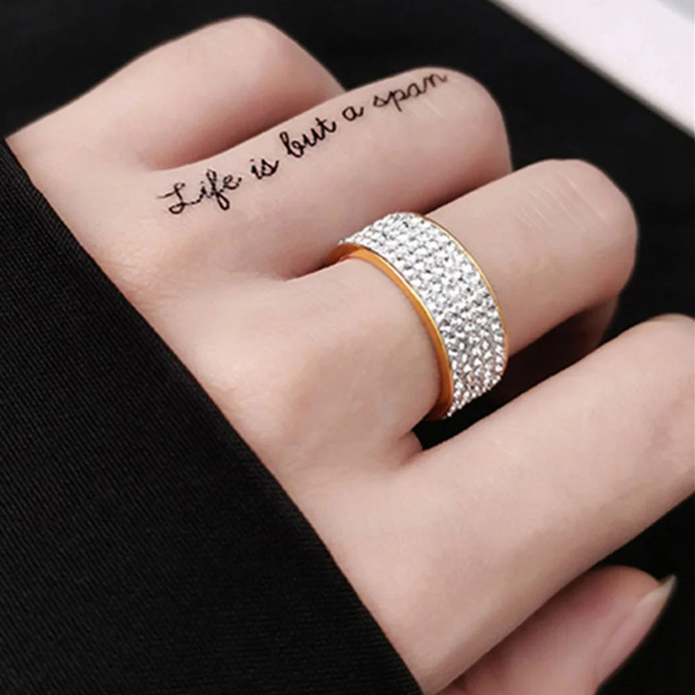 Hip Hop Iced Out Bling Zirkon Ring Gold Silber Farbe Edelstahl Hochzeit Verlobungsringe Für Frauen Männer Schmuck Geschenk 2025
