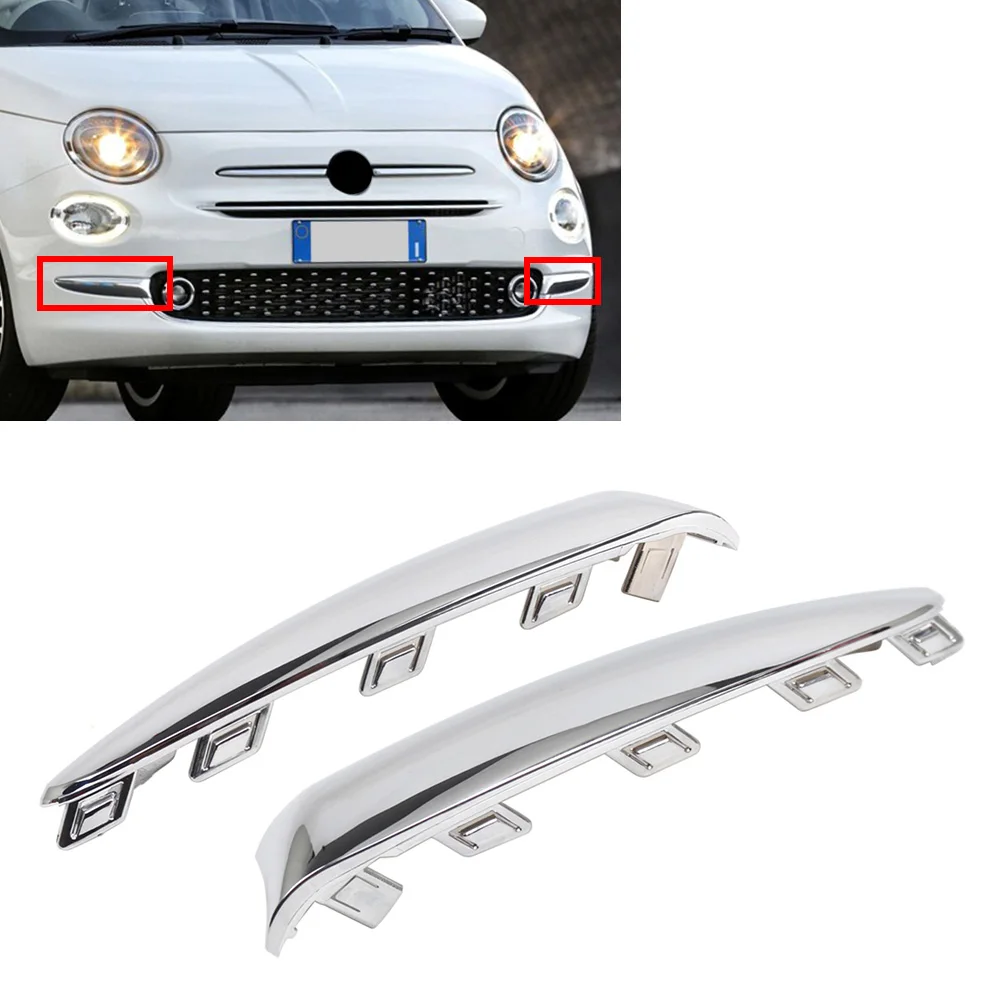 1Pc Automotive Front Bumper Side Chrome Trim ABS Plastic For Fiat 500 Lounge 2015 2016 2017 2018 2019 2020 Not For US Models