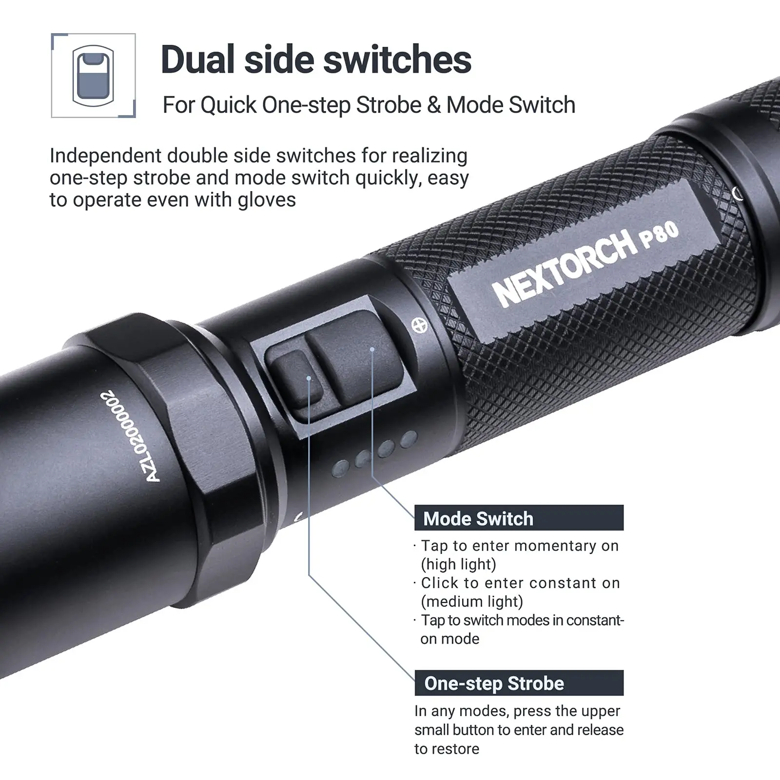 Nextorch P80 1600lm Rechargeable Tactical Flashlight, High Performance LED Duty Torch Light for Law Enforcement,camping,led,edc