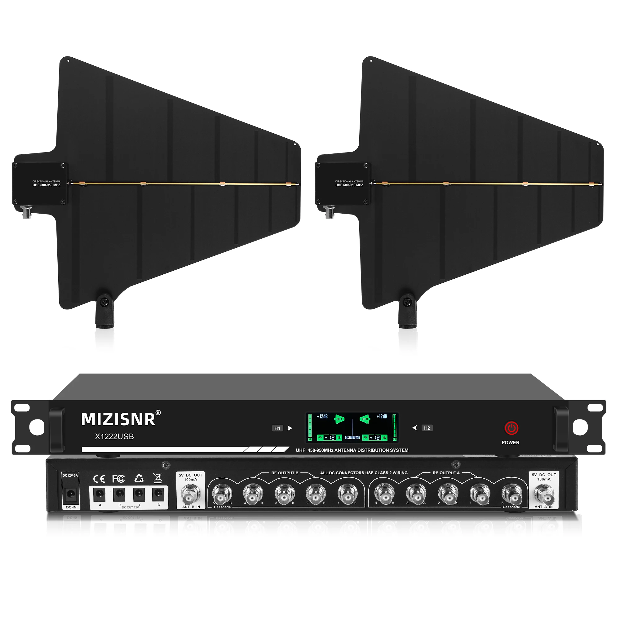 

FULUODE Antenna Amplifier 5 Channel Power Distributor System Super Wideband UHF 470-952MHz for Wireless Microphone