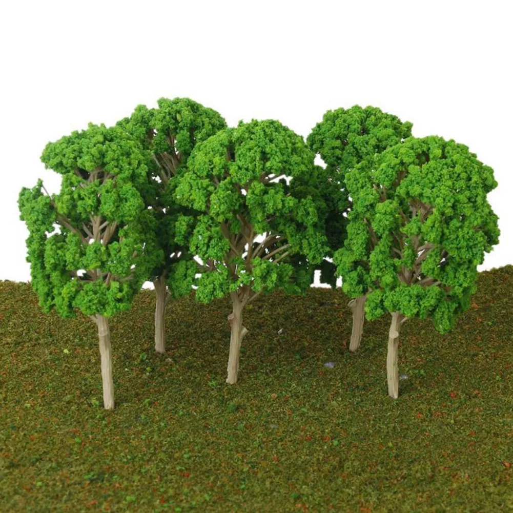 5pcs Plastic Green Model Train Artificial Miniature Trees Scenery Railroad Decoration Building Landscape DecorToys For Kids