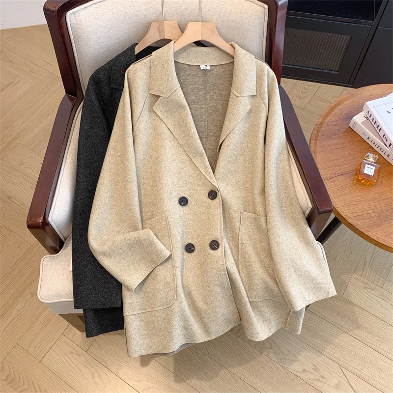 Bomon Plus-size Women Fall/Winter 2024 Fashion Street style loose design sense of mid-length lapel long sleeve suit jacket women