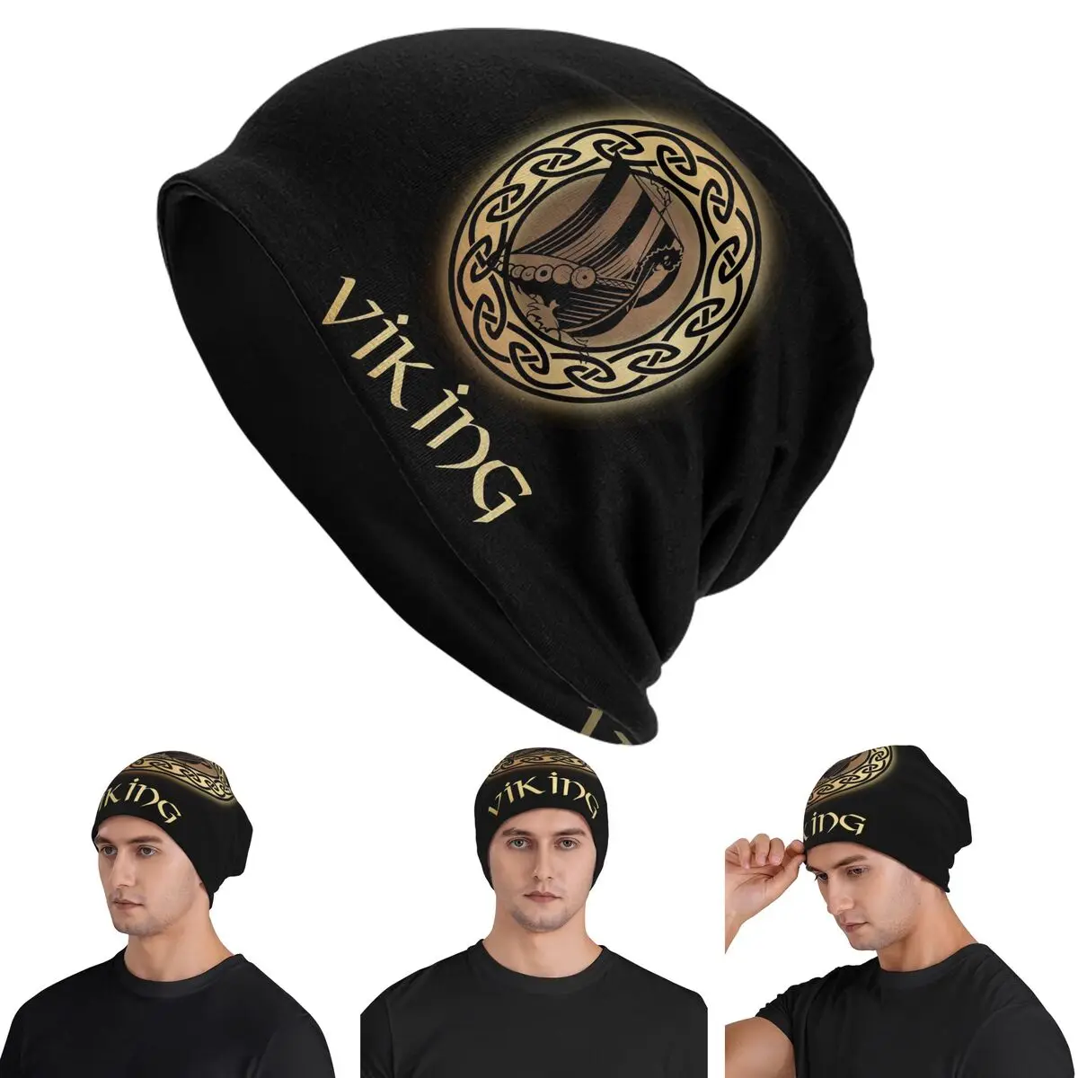 Viking Mythology Vegvisir Shield Valhalla  Men Women Adult Beanies Caps Knitted Bonnet Hat Warm  Autumn Winter  Skullies Hats