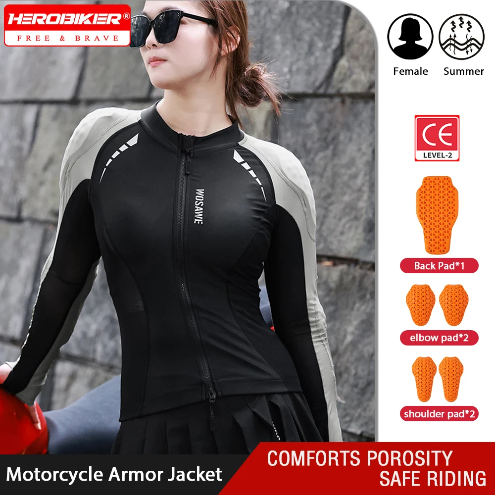 

Summer Women Motorcycle Jacket Body Armor CE Certified Motorbike Riding Protected Lightweight Breathable Moto Clothes Reflective