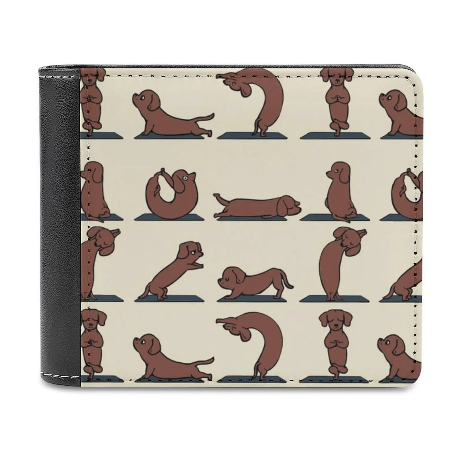 Dachshund Yoga Men's Wallet Purses Wallets New Design Dollar Price Top Men Leather Wallet Dachshund Yoga Personalized Wallet