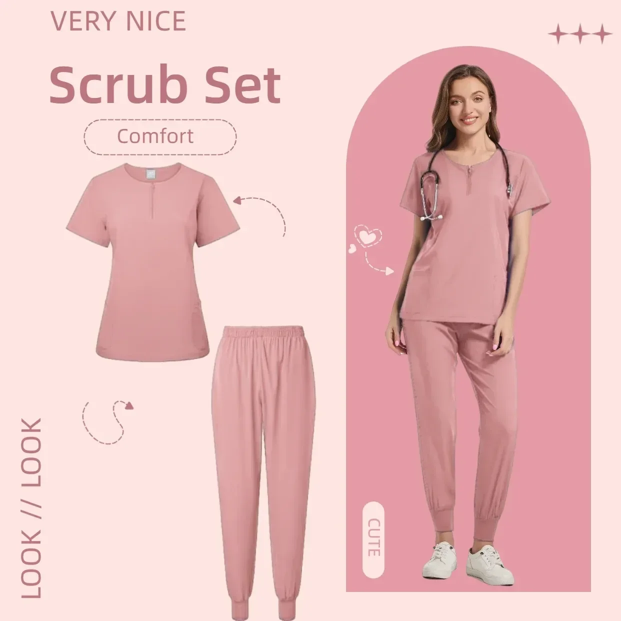 Wielokolorowy salon paznokci z krótkim rękawem apteka strój pielęgniarki szpital lekarz odzież robocza mundury chirurgii stomatologicznej peelingi medyczne S