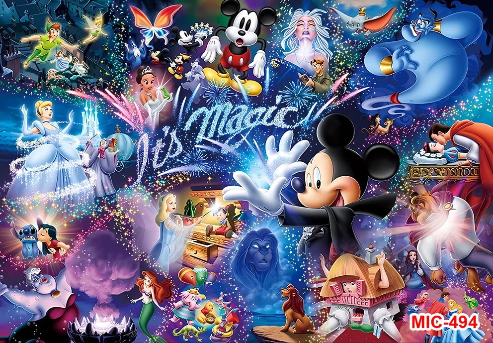 Mickey Minnie Theme Firework Castle Night Princess Backdrops Baby 1st Birthday Party Decoration Photographic Newborn Backgrounds