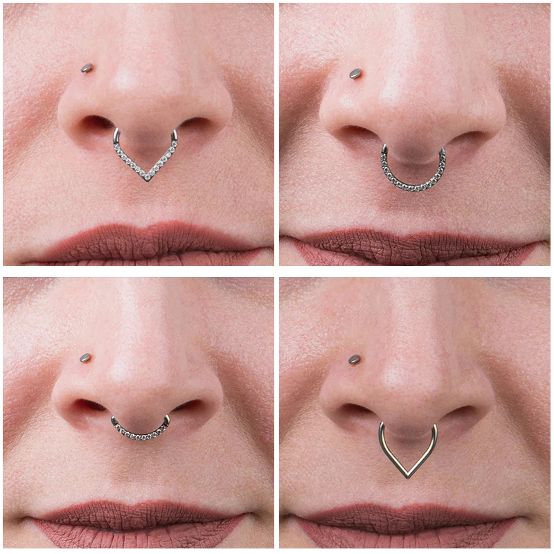 Titanium Piercing Septum Clicker Nose Hoop CZ Piercing Septo Cartilage Helix Tragus Daith Conch Rook Snug Pircing Lobe Earring