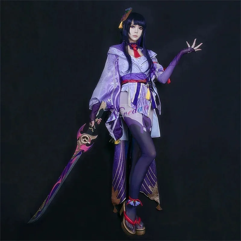 لعبة Genshin Impact Shogun أزياء تنكرية بعل مثير الأرنب خادمة الزي رايدن بوس شعر مستعار فستان أحذية مجموعة كاملة أنيمي OH9s؛ 2'd، 5.h؛