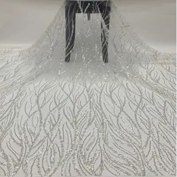 6 Colors Silver Beads 3cm Sequin Tube Lace Evening Party Cocktail Dress Material Flower Wedding Embroidered Mesh Fabric