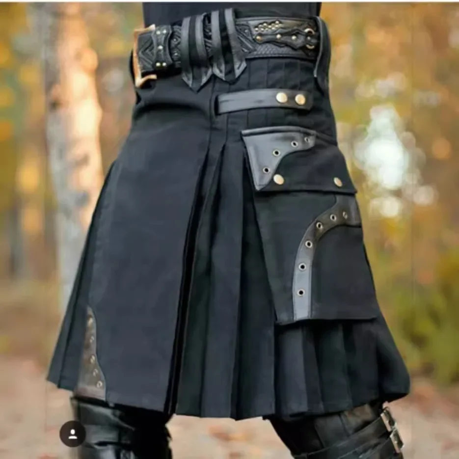 

Мужские новые шорты трапециевидной формы, юбки средней длины, плиссированные, повседневные, обычные, облегающие, с поясом и карманами, юбка, узкая, с высокой талией, осень 2025 г.